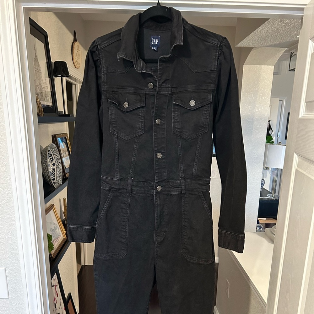 Black denim one piece